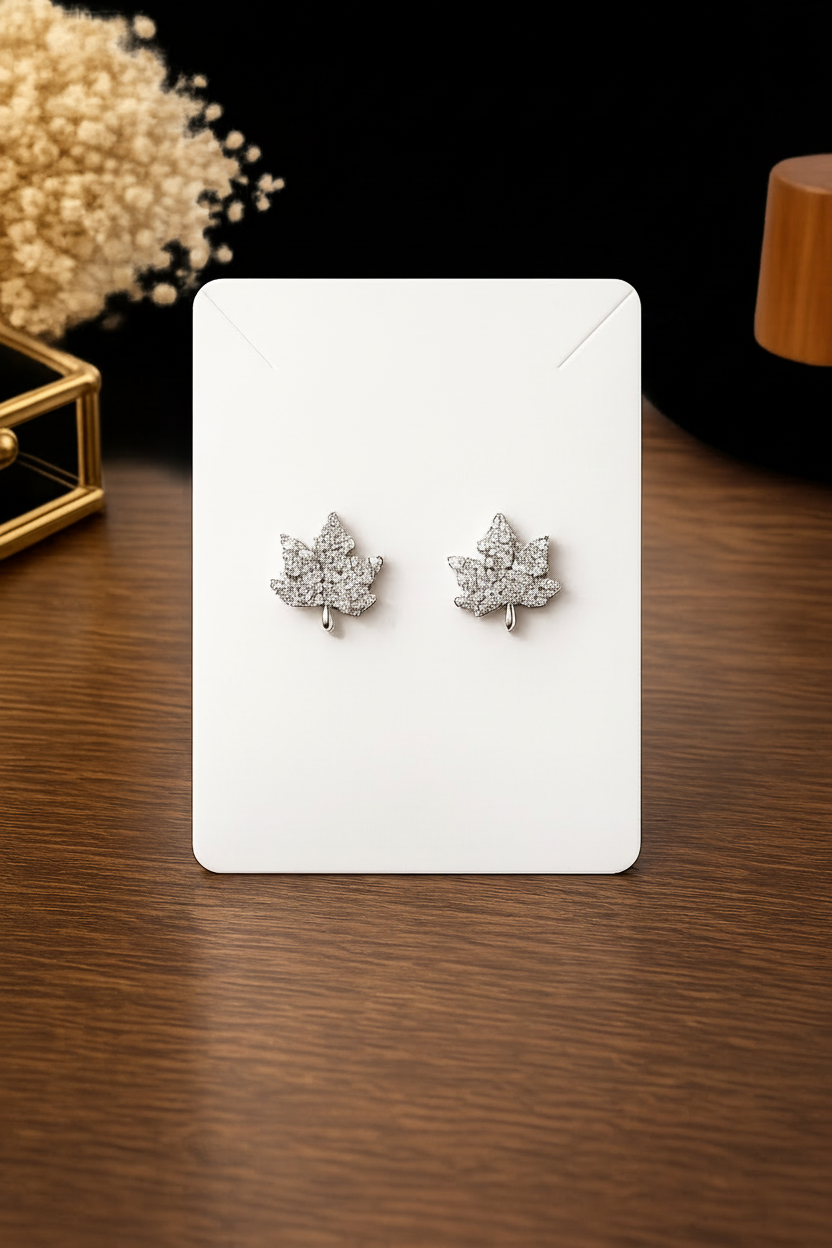 Crystal Leaf Stud Earrings