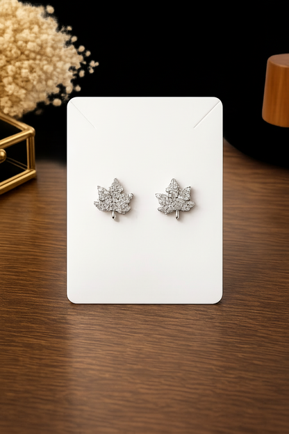 Crystal Leaf Stud Earrings