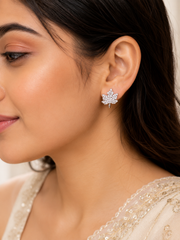 Crystal Leaf Stud Earrings