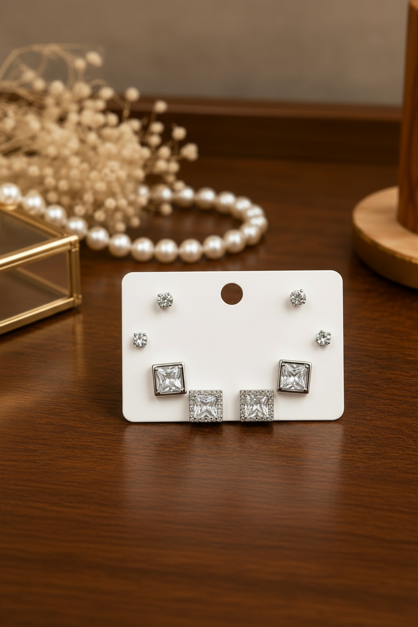 Crystal Square Stud Earrings