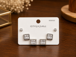 Crystal Square Stud Earrings