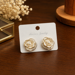 Camellia Pearl Floral Stud Earrings