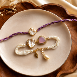 Amethyst Pearl Rakhi & Lumba Set