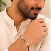Emerald Lotus Rakhi & Lumba Set
