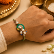 Mayur Pearl Rakhi & Lumba Set
