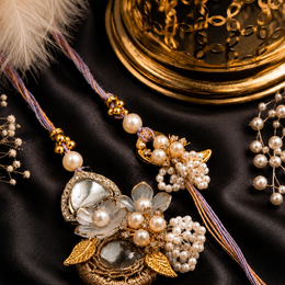 Pearl Bloom Rakhi & Lumba Set