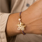 Pearl Bloom Rakhi & Lumba Set