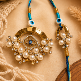 Nazar Pearl Rakhi & Lumba Set