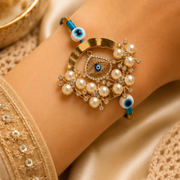 Nazar Pearl Rakhi & Lumba Set