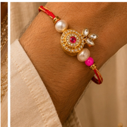 Ruby Seashell Rakhi & Lumba Set