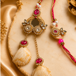 Ruby Seashell Rakhi & Lumba Set