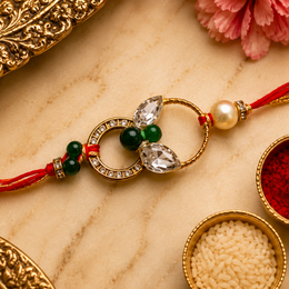 Emerald Crystal Halo Rakhi