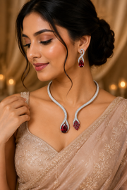 Crimson Elegance Statement Necklace Set