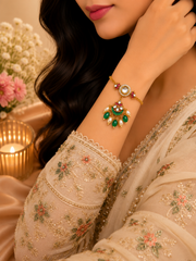 Emerald Lotus Rakhi & Lumba Set