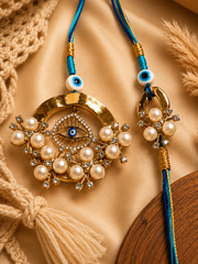 Nazar Pearl Rakhi & Lumba Set