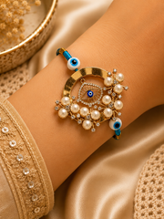 Nazar Pearl Rakhi & Lumba Set
