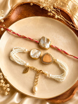 Pearl Glow Bhaiya Bhabhi Rakhi Set