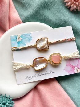 Pearl Blush Bhaiya Bhabhi Rakhi Set