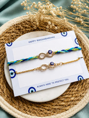 Infinity Evil Eye Bhaiya Bhabhi Rakhi Set
