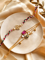 Floral Charm Bhaiya Bhabhi Rakhi Set