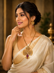 Rajwada Ruby Heritage Pendant Set