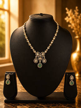 Emerald Grace Kundan Necklace Set