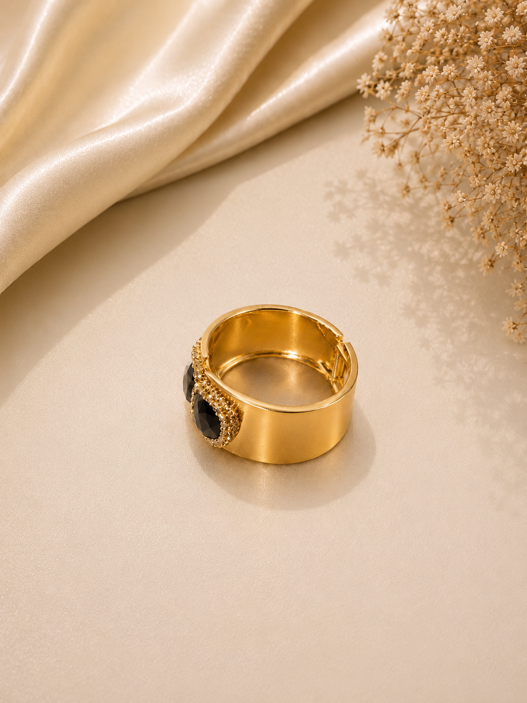 Midnight Luxe Dual Stone Cuff Bracelet