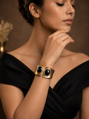 Midnight Luxe Dual Stone Cuff Bracelet
