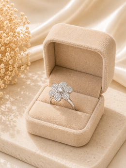 Snowflake Bloom Crystal Statement Ring