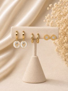Golden Hamsa Trio Earrings