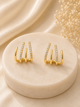 Golden Crystal Cuff Earrings