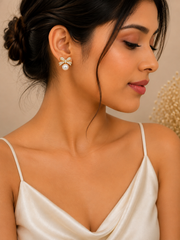 Golden Bow Pearl Earrings