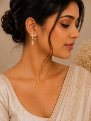 Golden Cross Star Earrings