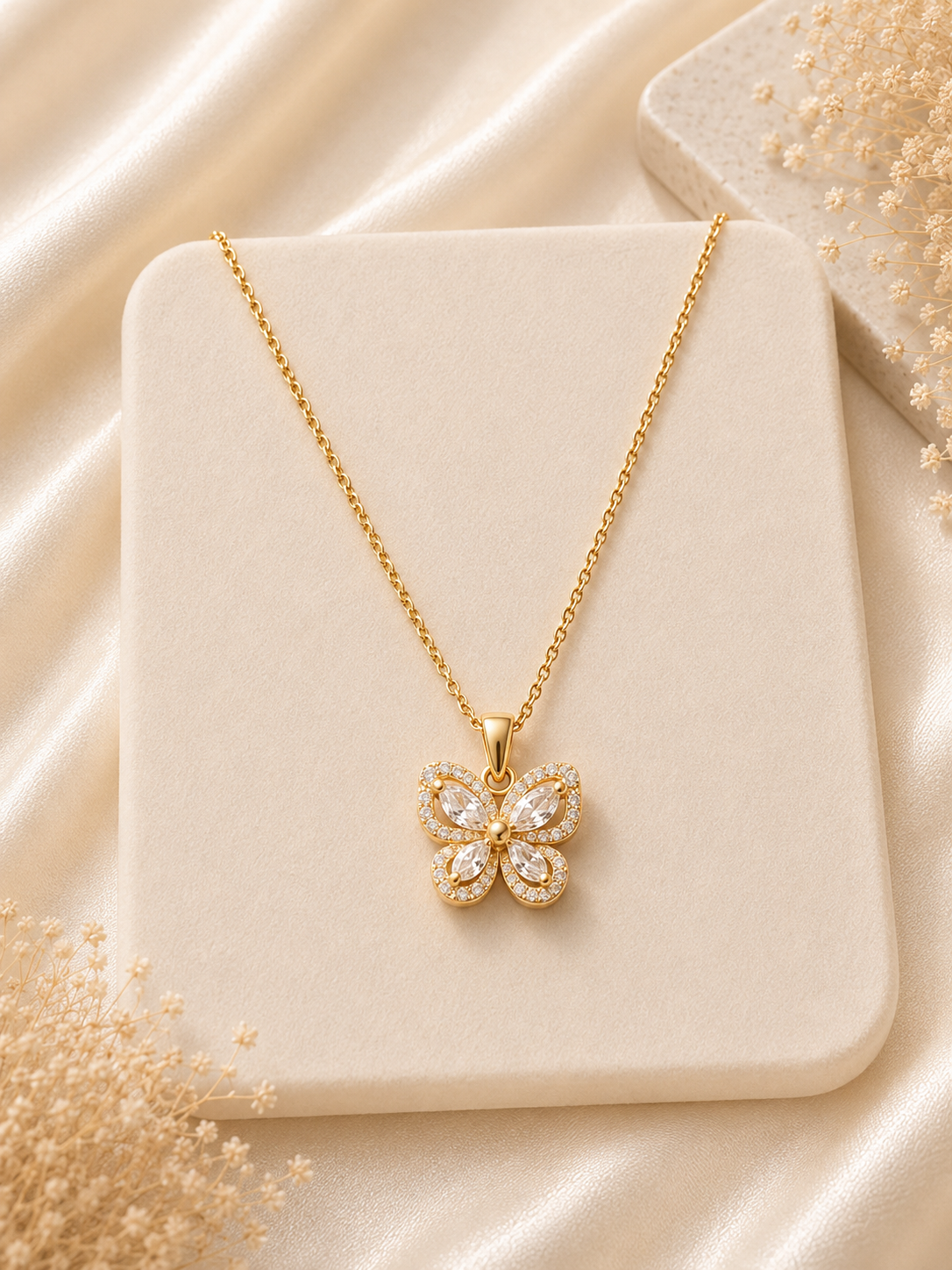 Golden Bloom Crystal Pendant