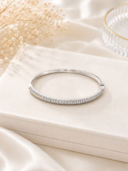 Silver Crystal Pavé Bangle