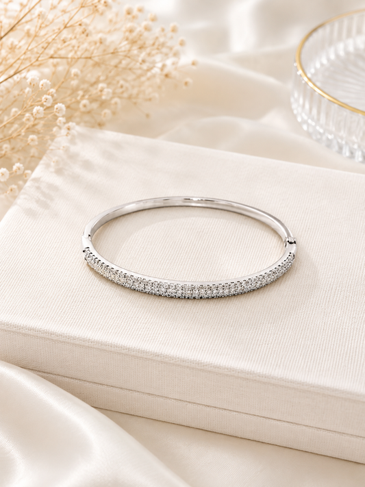 Silver Crystal Pavé Bangle