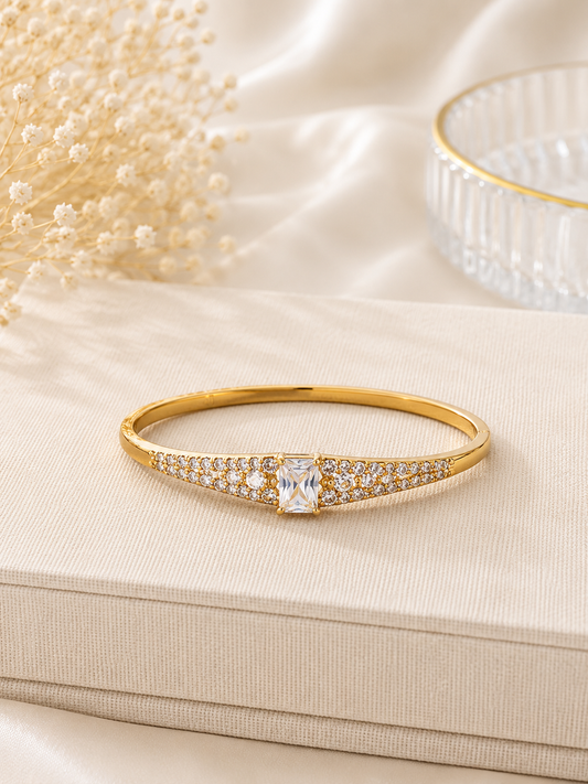 Golden Crystal Halo Bangle