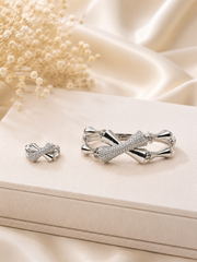 Crystal Bow Cuff Bracelet with ring