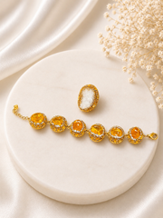 Golden Amber Luxe Bracelet with Ring