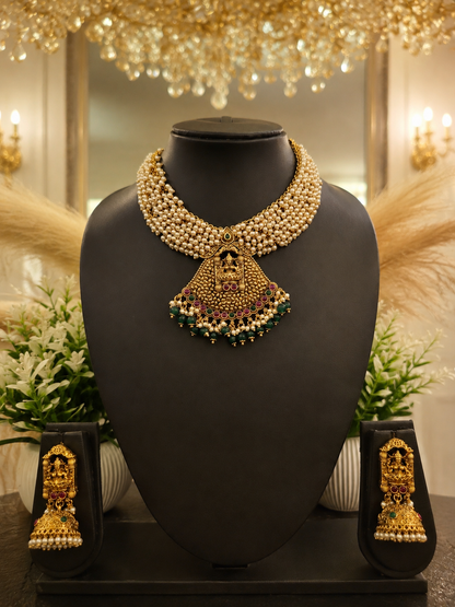 Maharani Pearl Temple Choker Set