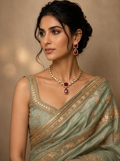 Ruby Royale Kundan Necklace Set