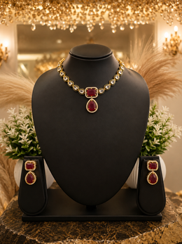 Ruby Royale Kundan Necklace Set