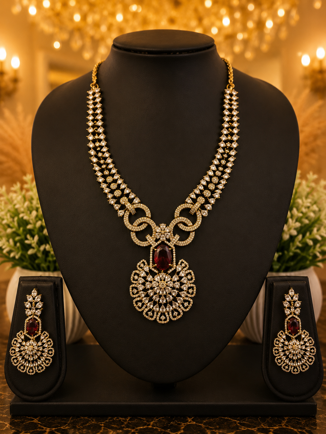 Ruby bloom elegance Necklace Set