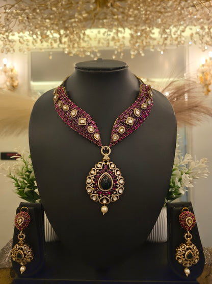 Rajwada Emerald Drop Statement Set