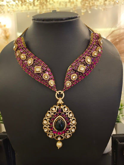 Rajwada Emerald Drop Statement Set