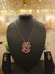 Ruby Leaf Bloom Pendant Set