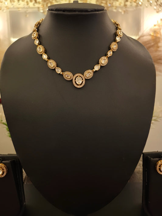 Royal Polki Halo Necklace Set