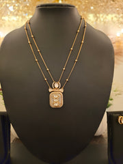 Ivory Geometric Layered Pendant Set