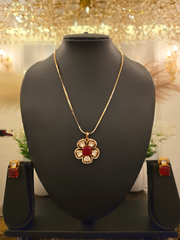 Ruby Bloom Kundan Pendant Set