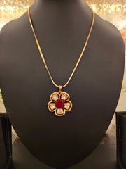 Ruby Bloom Kundan Pendant Set